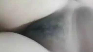 Sexy girl showing her tight boobs and little hairy pussy