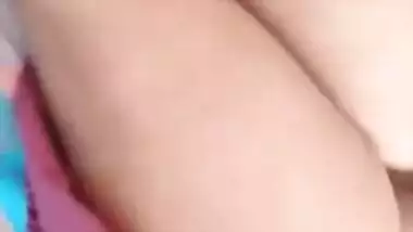 Desi mom makes show of round melons and hairy snatch in close-up porn