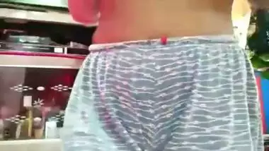 Babe with Big Boobs Sucking Black Guy at the Shopping Mall