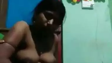 Unsatisfied village wife fingering pussy in horniness