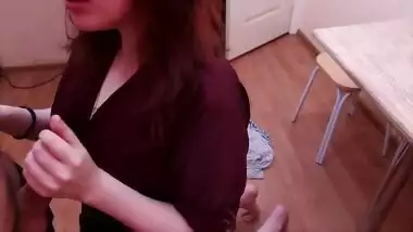 Went to her neighbor's for salt and got a cock in her pussy and cum in her mouth.