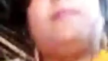 Busty Desi XXX housewife showing her big melons on video call with husband