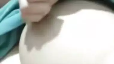 Cute girl huge boobs playing viral selfie video