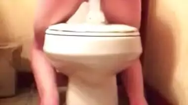 Trying not to get caught by my stepmom playing with my new toy