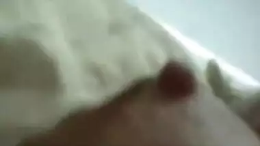 Hot and big boobs of Telugu aunty while brushing