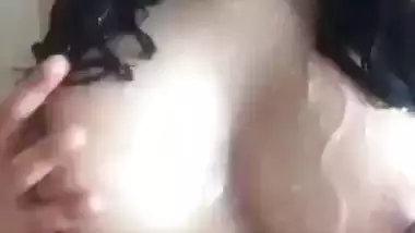 Sexy babe with hard boobs taking a nude bath