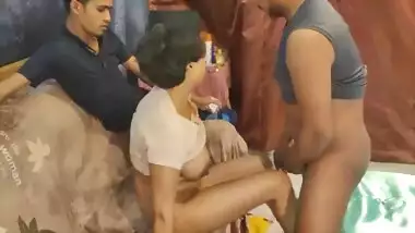 Small dick husband shares and films his wife with 2 fat cocks - threesome sex fucked bye one girl and two boys indian