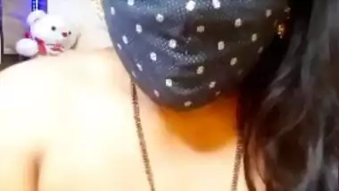 Sexy housewife showing boobs and dildoing pussy