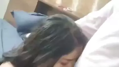 A 21-year-old college girl gives a desi blowjob to her lover