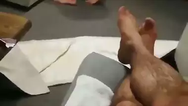 Cuckold sees his desi nude wife getting fucked by a servant