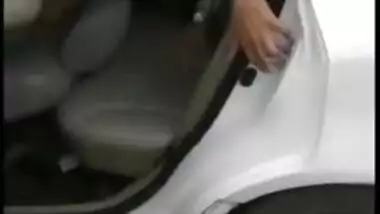 Moment cheating Desi wife is caught romping with local guy in the back of her car outdoor