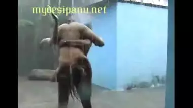 Awesome outdoor fucking scene in rain