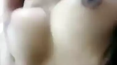 Cute BOOBY girl fingering with loud moans