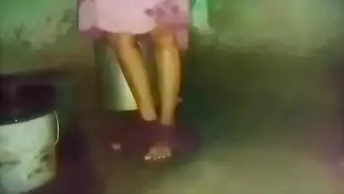 Indian Aunty Bathing In Village Home