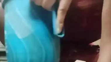 Sexy girl is bathing in bathroom. Sexy girl is fingering tight pussy and peeing in the bathroom.