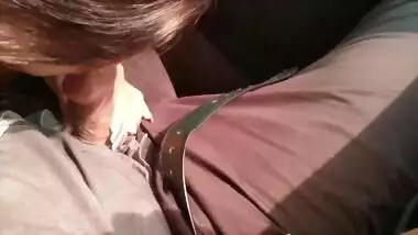 North Indian College teen sucks huge cock in car