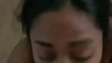 Girlfriend taking cum inside her mouth after blowjob
