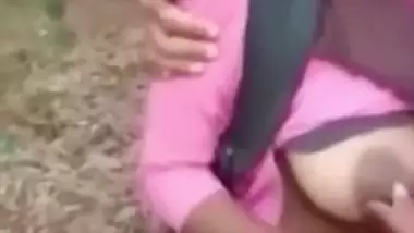 Teacher showing off his student's boobs outdoor. Desi xxx mms