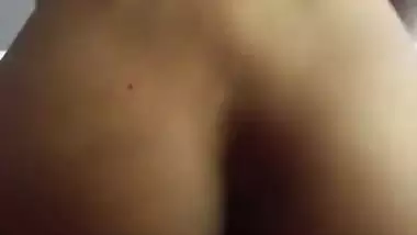 Girl in the reverse cowgirl position in the Tamil sex video