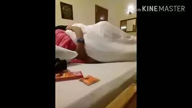 Having fun with girlfriend in a hotel room