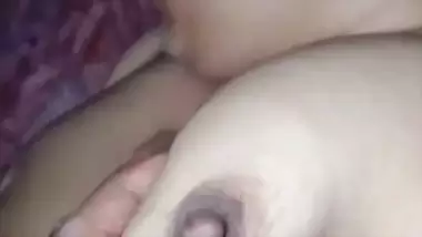 Sleeping wife nude boob press by Bengali husband