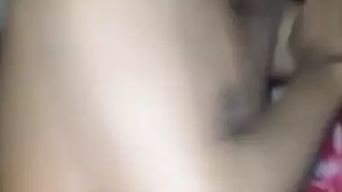 Young lovers sex at home with boob press